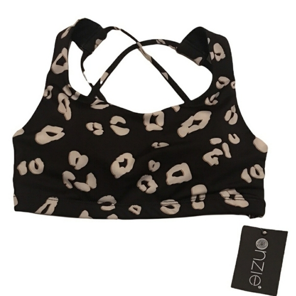 Onzie Black White Leopard Mudra Bra - Picture 2 of 4
